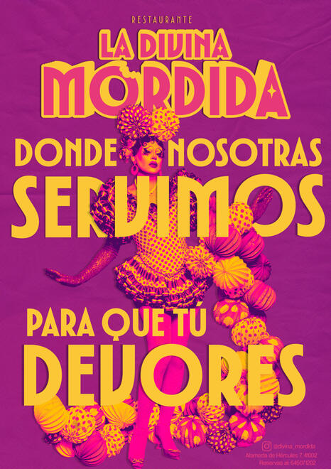 Cartelería y branding del Restaurante La Divina Mordida (P. ficticio)